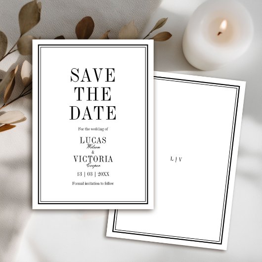 Classic Minimalist Wedding Save the Date Kaart