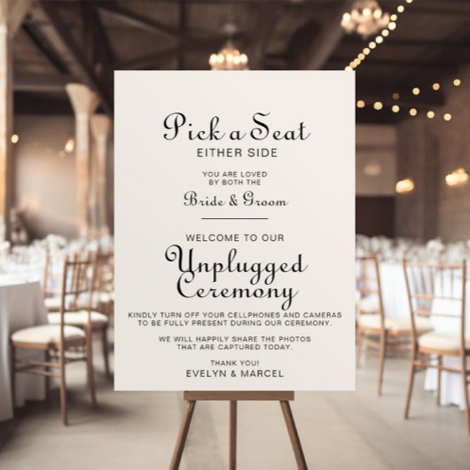 Classic Minimalist Wedding Unplugged Ceremony Poster