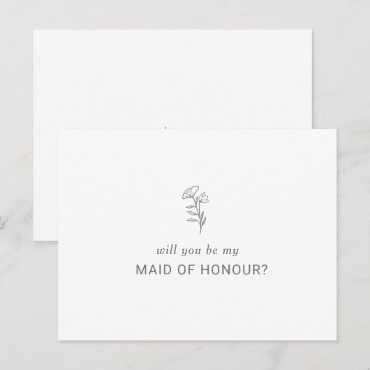Classic Minimalist zal je mijn bruidsmeisje zijn Uitnodiging Briefkaart (Voorkant / Achterkant)