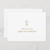 Classic Minimalist zal je mijn bruidsmeisje zijn Uitnodiging Briefkaart (Voorkant / Achterkant)