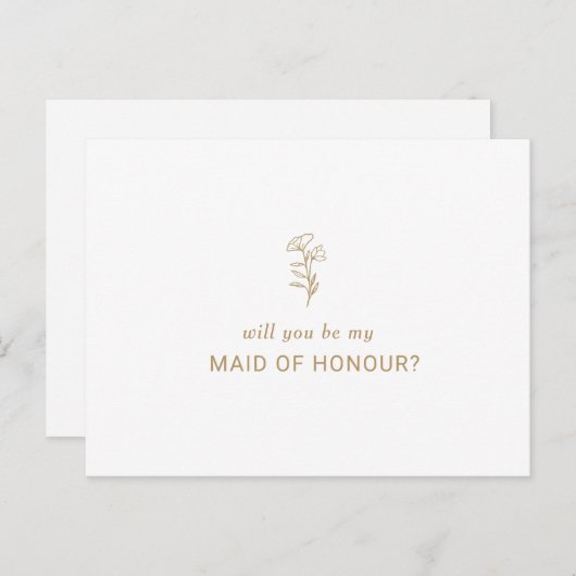 Classic Minimalist zal je mijn bruidsmeisje zijn Uitnodiging Briefkaart (Voorkant / Achterkant)