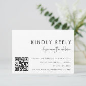 Classic Minimalist Zwart Wit QR Code Reply Kaart (Staand voorkant)