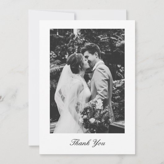 Classic Minimalistic Script Wedding Photo Bedankkaart (Voorkant)
