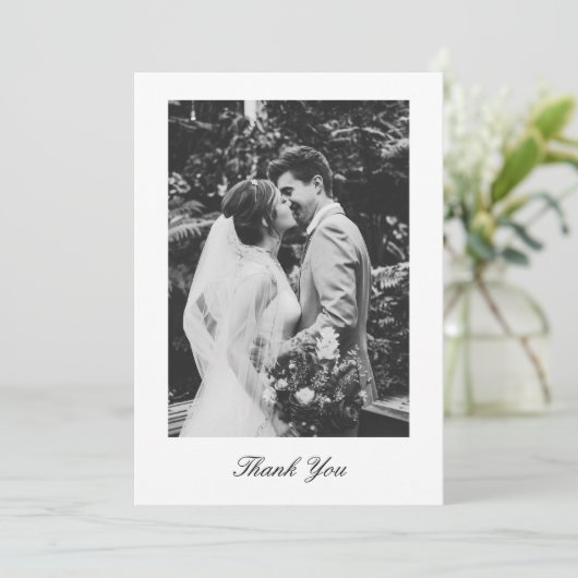 Classic Minimalistic Script Wedding Photo Bedankkaart (Staand voorkant)