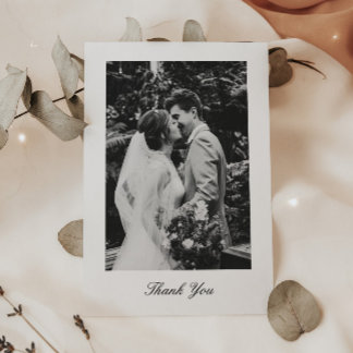 Classic Minimalistic Script Wedding Photo Bedankkaart