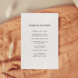 Classic Minimalistische Bruiloft Schema van Evenem Informatiekaartje<br><div class="desc">Dit klassieke minimalistische trouwschema van de kaart van de gebeurtenissenbijlage is groot voor een eenvoudige en elegante bruiloft. De zwart-wit  typografie geeft het een stijlvolle vormgeving. Houd het zoals het is,  of kies om het met kunstwerk of grafiek van uw keus te personaliseren.</div>