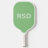 Classic Mint Groen Wit Monogram Initialen Pickleball Paddle (Voorkant)