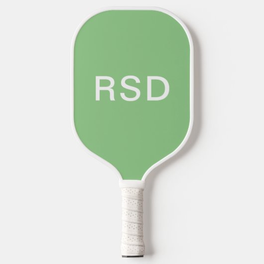 Classic Mint Groen Wit Monogram Initialen Pickleball Paddle (Voorkant)
