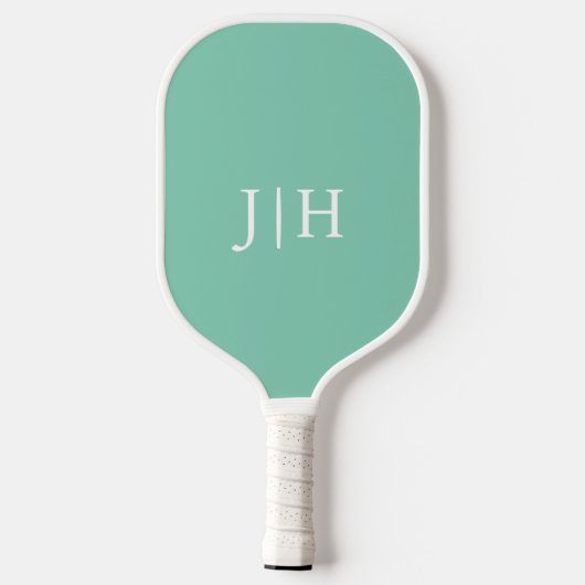 Classic Mint/Wit Eenvoudig Monogram Minimalistisch Pickleball Paddle (Achterkant)