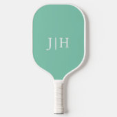 Classic Mint/Wit Eenvoudig Monogram Minimalistisch Pickleball Paddle (Voorkant)