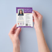 Classic Mobile Notary Public QR Code Purple Flyer (Hand)