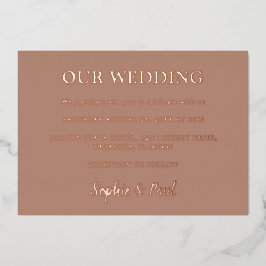 Classic Mocha Wedding Roos Gold Foil Invitation Folie Uitnodiging