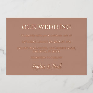 Classic Mocha Wedding Roos Gold Foil Invitation Folie Uitnodiging