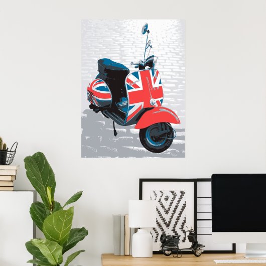 Classic Mod Scooter Poster (Thuiskantoor)