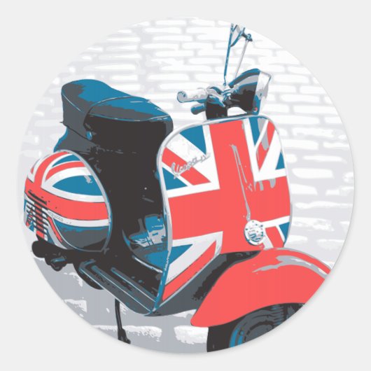 Classic Mod Scooter Ronde Sticker (Voorkant)
