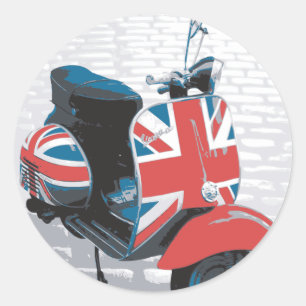 Classic Mod Scooter Ronde Sticker