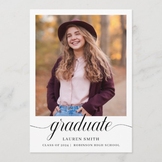 Classic Modern Afstuderen Aankondiging Kaart (Voorkant)