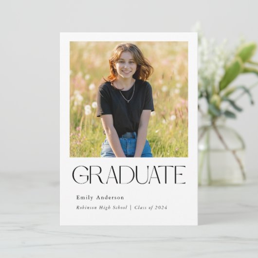 Classic Modern Afstuderen Foto Aankondiging (Staand voorkant)