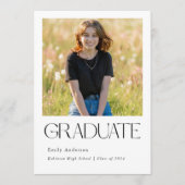 Classic Modern Afstuderen Foto Aankondiging (Voorkant)