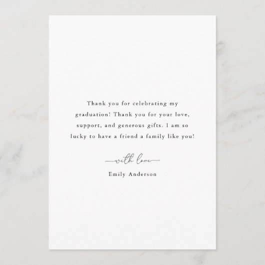 Classic Modern Afstuderen Foto Bedankkaart (Achterkant)