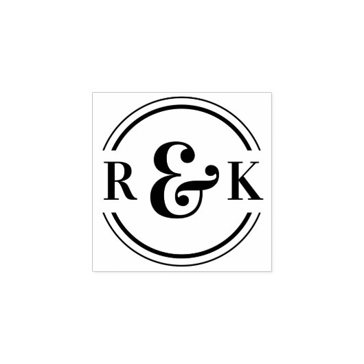 Classic Modern Ampersand Twee Monogram Initialen Rubberstempel (Afrduk)