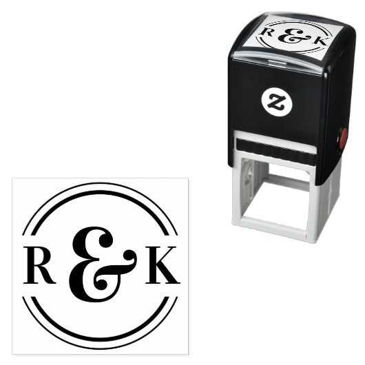 Classic Modern Ampersand Twee Monogram Initialen Zelfinktende Stempel (In situ)