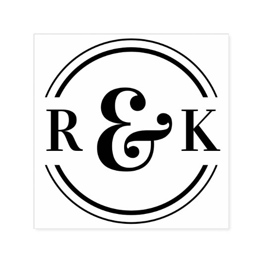 Classic Modern Ampersand Twee Monogram Initialen Zelfinktende Stempel (Design)