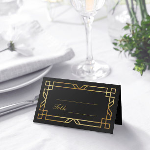 Classic Modern Art Deco Elegant Zwart Goud Plaatskaartje