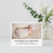 Classic & Modern Baby Geboorte Aankondiging Briefk (Staand voorkant)