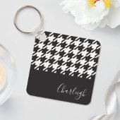 Classic Modern Black and White Houndstooth Name Sleutelhanger