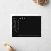 Classic Modern Black Wedding Minimalist Gifts Note Notitiekaartje (Voorkant / Achterkant in situ)