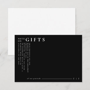 Classic Modern Black Wedding Minimalist Gifts Note Notitiekaartje