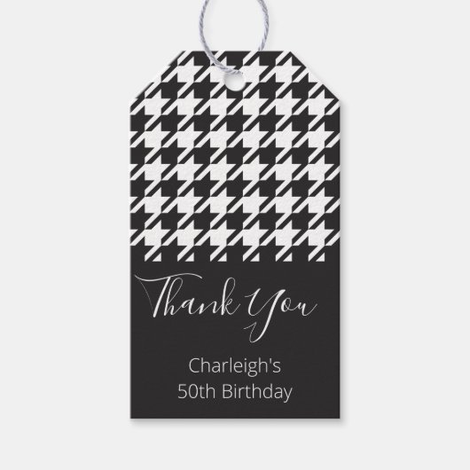 Classic Modern Black White Houndstooth Bedankt Cadeaulabel (Voorkant)