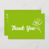 Classic Modern Bright Citrus Green Floral Sketch Bedankkaart (Voorkant / Achterkant)