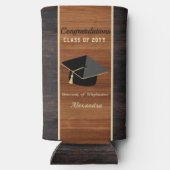 Classic Modern Brown Wood Grain Graducap Seltzer Blikjeskoeler (Achterkant)