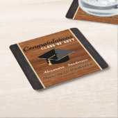 Classic Modern Brown Wood Grain Gradup Cap Kartonnen Onderzetters (Schuin)