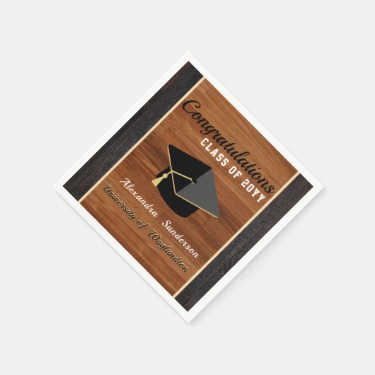 Classic Modern Brown Wood Grain Gradup Cap Servet (Hoek)