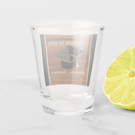 Classic Modern Brown Wood Grain Gradup Cap Shot Glas (Achterkant)