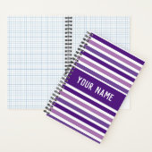 Classic Modern Custom Naam Paarse & Witte Strepen Notitieboek (Binnen)