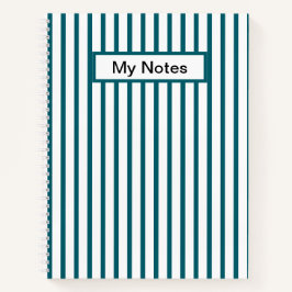 Classic Modern Custom Name Dark Blauwgroen Stripe Notitieboek