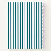 Classic Modern Custom Name Dark Blauwgroen Stripe Notitieboek (Achterkant)