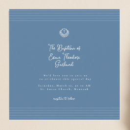 Classic modern deep blue baptism Invitation Kaart