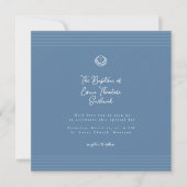 Classic modern deep blue baptism Invitation Kaart (Voorkant)