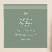 Classic modern deep sage green baptism Invitation Kaart