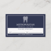 Classic Modern Dentist Tooth Logo Navy Appointment Visitekaartje (Voorkant)