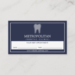 Classic Modern Dentist Tooth Logo Navy Appointment Visitekaartje