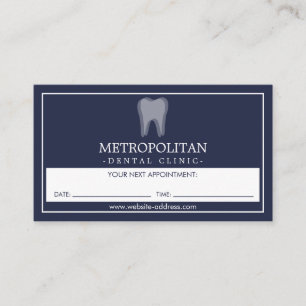 Classic Modern Dentist Tooth Logo Navy Appointment Visitekaartje