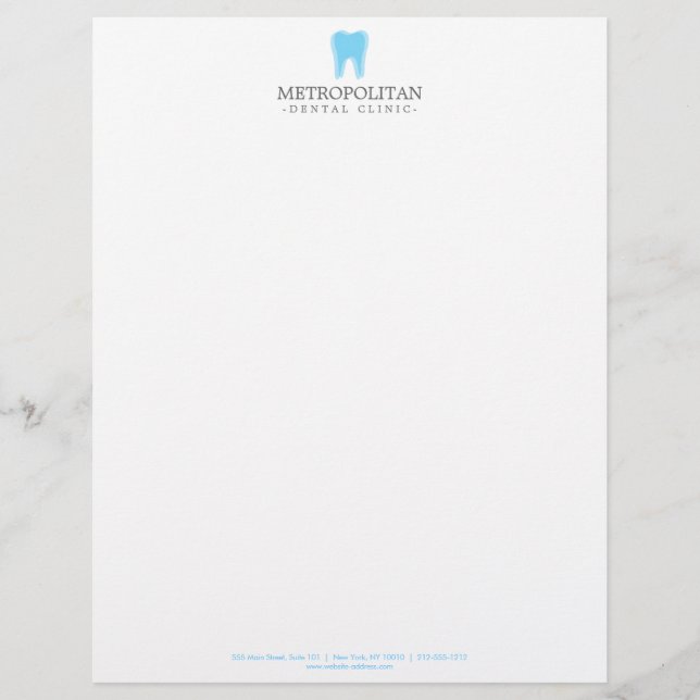 Classic Modern Dentist Tooth Logo on White Briefhoofd (Voorkant)