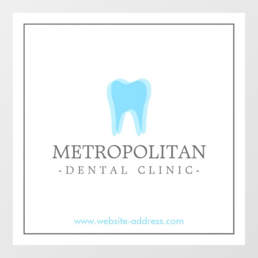 Classic Modern Dentist Tooth Logo on White Raamsticker (Vel)