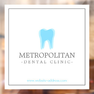 Classic Modern Dentist Tooth Logo on White Raamsticker